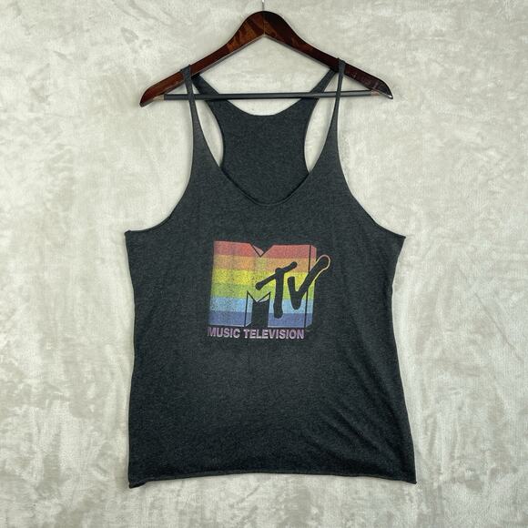 Tank Other - Vintage Retro MTV Music Television Gay Pride Charcoal Tank Top Adult Size M